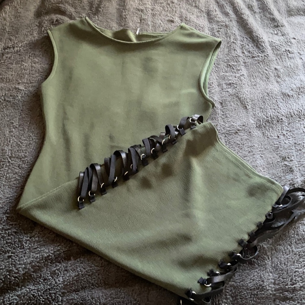 Olive green body con dress